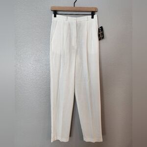 Vintage White Straight Leg Pleated Pants